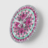 ボホモザイクタイルピンクベリー –  ラウンド壁時計 (傾斜)