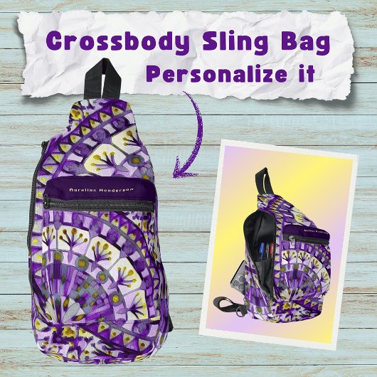 ボホモザイクタイル紫の炎 – スリングバッグ