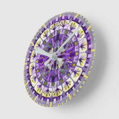 ボホモザイクタイル紫の炎 –  ラウンド壁時計 (傾斜)