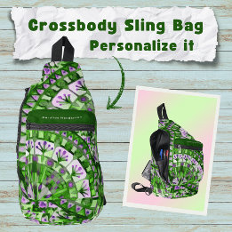 ボホモザイクタイル緑の草 –  スリングバッグ