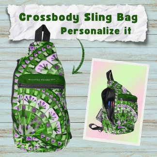 ボホモザイクタイル緑の草 –  スリングバッグ