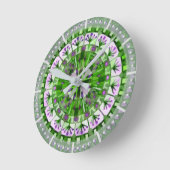 ボホモザイクタイル緑の草 – ラウンド壁時計 (傾斜)