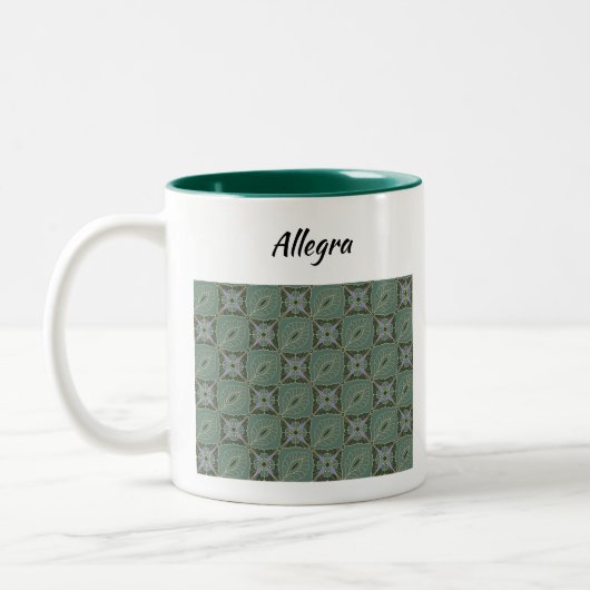 ボホモスグリーンろうけつ染めプリント ツートーンマグカップ (左)