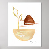 ボホモダンさび金ゴールドオーガニック葉水色 箔ポスター (正面)