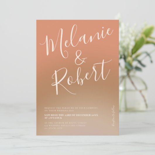 ボホモダンはっきりしたグラデーシ結婚ョン写真 招待状 (スタンド正面)