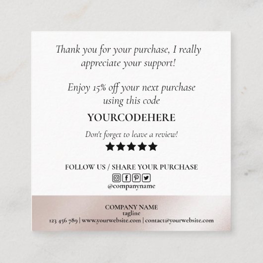 ボホモダンは感謝していご注文のsq スクエア名刺 (裏面)