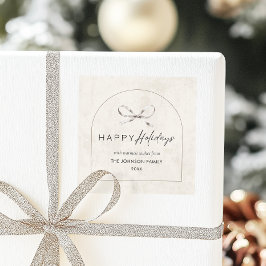 ボホモダンアーチと弓の家族の名前クリスマス スクエアシール