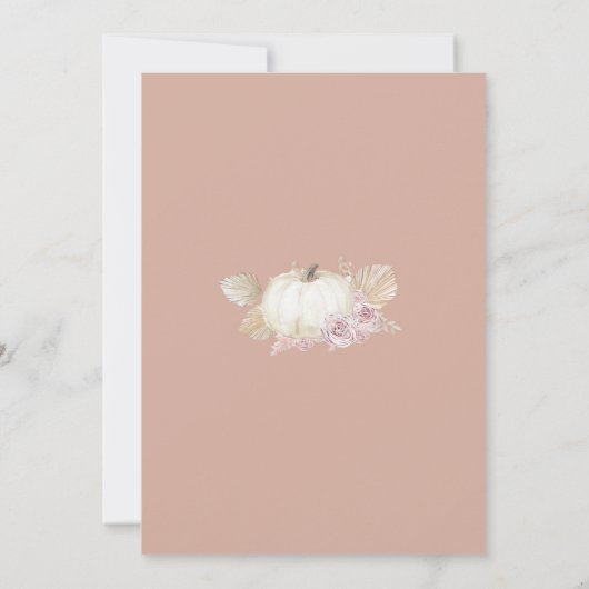 ボホモダンアーチカボチャ女の子の赤ちゃんシャワー 招待状 (裏面)