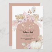 ボホモダンアーチカボチャ女の子の赤ちゃんシャワー 招待状 (正面/裏面)