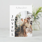 ボホモダンアーチクリスマス家族の写真の喜び 招待状 (スタンド正面)