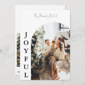 ボホモダンアーチクリスマス家族の写真の喜び 招待状 (正面/裏面)