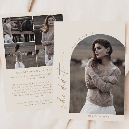 ボホモダンアーチクリーム写真卒業 案内状