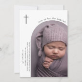 ボホモダンアーチクロスベビー写真バプテスマ 招待状 (正面)