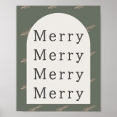 ボホモダンアーチグリーンアンド金ゴールドメリープリント ポスター (正面)