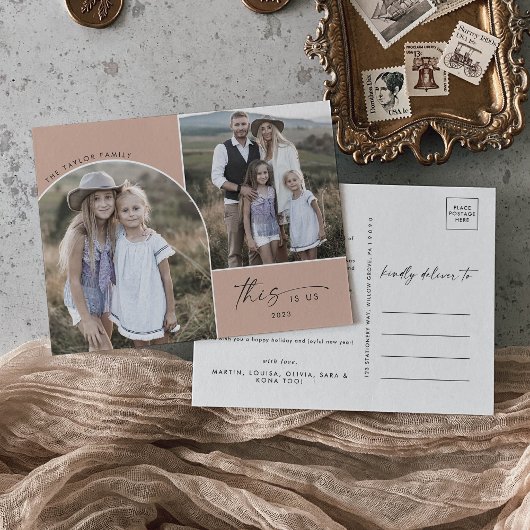 ボホモダンアーチサーモン3家族の写真こちら シーズンポストカード