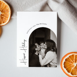 ボホモダンアーチハッピーホリデイズバーチカルフォト シーズンカード