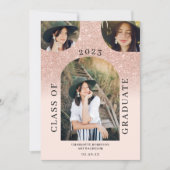 ボホモダンアーチバラ金ゴールドピンク4写真卒業 招待状 (正面)