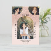 ボホモダンアーチバラ金ゴールドピンク4写真卒業 招待状 (スタンド正面)