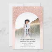 ボホモダンアーチバラ金ゴールドピンク4写真卒業 招待状 (裏面)