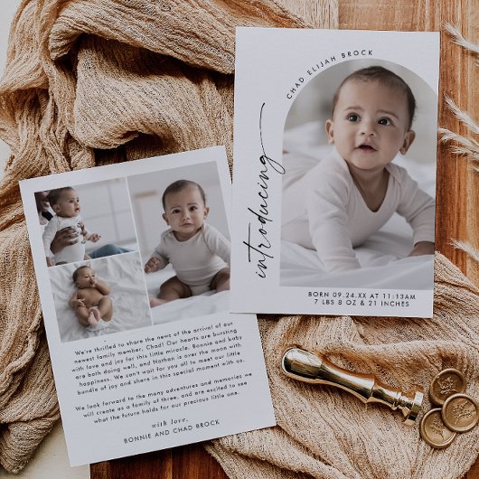 ボホモダンアーチフォト誕生 案内状