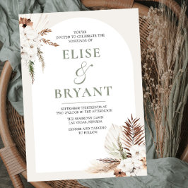 ボホモダンアーチホワイトフローラ結婚式招待状 招待状