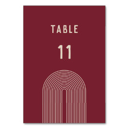 ボホモダンアーチレッドベージュタイポグラフィ結婚ズ テーブルナンバー