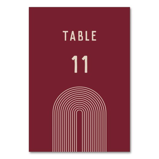 ボホモダンアーチレッドベージュタイポグラフィ結婚ズ テーブルナンバー (正面)