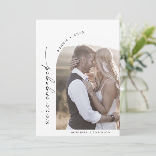 ボホモダンアーチ提案物語写真婚約 案内状 (スタンド正面)