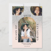 ボホモダンアーチ銀色ピンク4写真卒業 招待状 (正面)