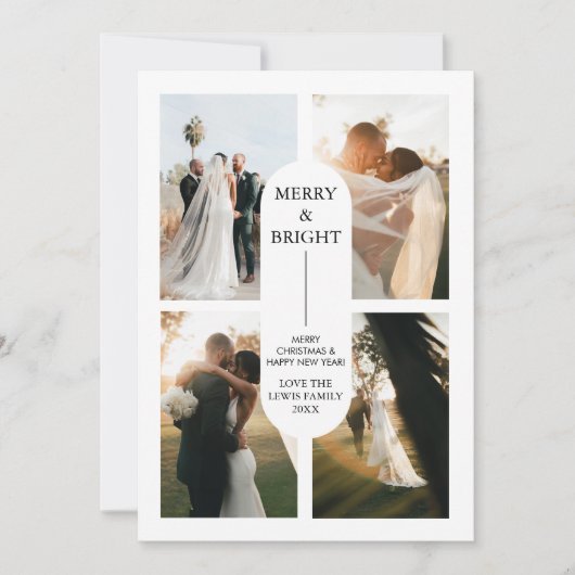 ボホモダンアーチ4家族の写真クリスマスカード 招待状 (正面)