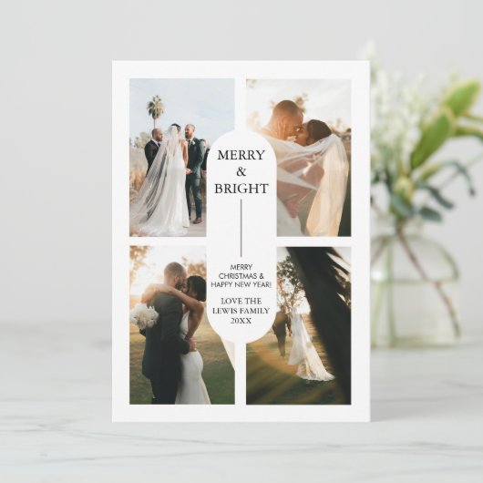 ボホモダンアーチ4家族の写真クリスマスカード 招待状 (スタンド正面)