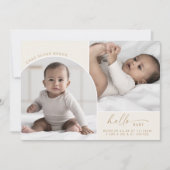 ボホモダンアーチ |クリームハローベビー3フォト誕生 案内状 (正面)