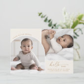 ボホモダンアーチ |クリームハローベビー3フォト誕生 案内状 (スタンド正面)