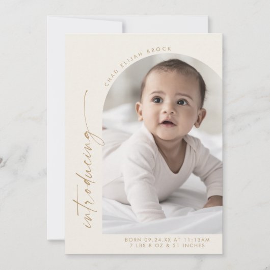 ボホモダンアーチ |クリームフォト誕生 案内状 (正面)