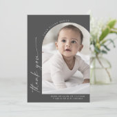 ボホモダンアーチ |グレーありがとう写真誕生 案内状 (スタンド正面)