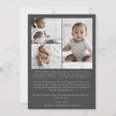 ボホモダンアーチ |グレーありがとう写真誕生 案内状 (裏面)