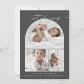 ボホモダンアーチ |グレーフォトコラージュ誕生 案内状 (正面)