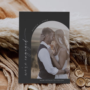 ボホモダンアーチ グレーフォト婚約 案内状