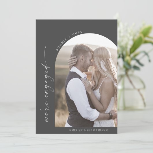 ボホモダンアーチ |グレーフォト婚約 案内状 (スタンド正面)