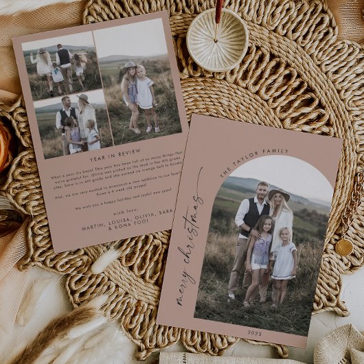 ボホモダンアーチ |サーモンクリスマスフォトホリデー シーズンカード