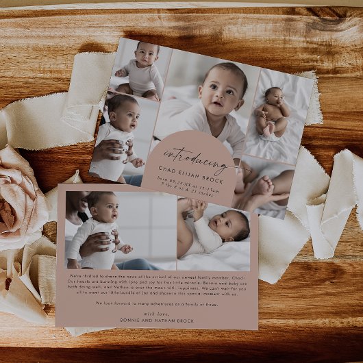 ボホモダンアーチ |サーモン数々のフォト誕生 案内状