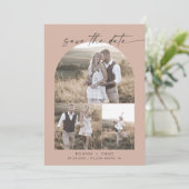 ボホモダンアーチ |サーモンQRコードフォトコラージュ セーブザデート (スタンド正面)