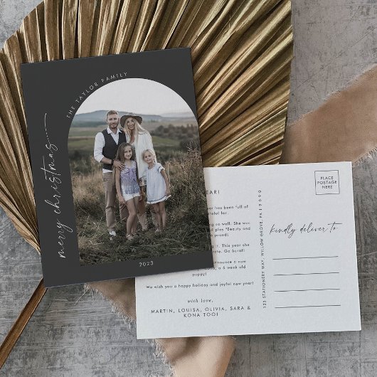 ボホモダンアーチ |灰色のクリスマスフォト シーズンポストカード