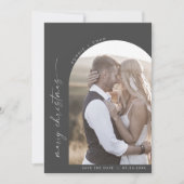 ボホモダンアーチ |灰色の写真がクリスマスを結婚 セーブザデート (正面)