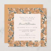 ボホモダンイエローフローラスクエアブライダルシャワー 招待状 (正面/裏面)