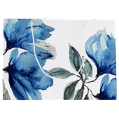 ボホモダンインディゴブルーパーソナライズされた ラージペーパーバッグ (裏面)