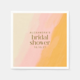 ボホモダンウォーターカラーピンクイエローブライダルシャワー スタンダードカクテルナプキン