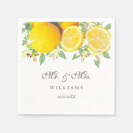 ボホモダンウォーターカラーレモンサマー結婚ズ スタンダードカクテルナプキン