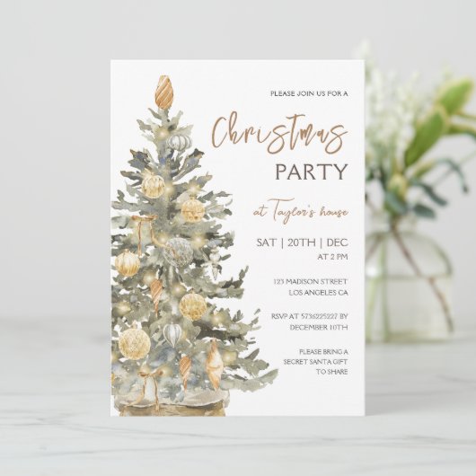 ボホモダンウォーター色クリスマスパーティの招待状 招待状 (スタンド正面)