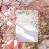 ボホモダンウォーター色フローラガールベビーシャワー 招待状